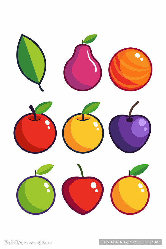 多彩水果图标集合