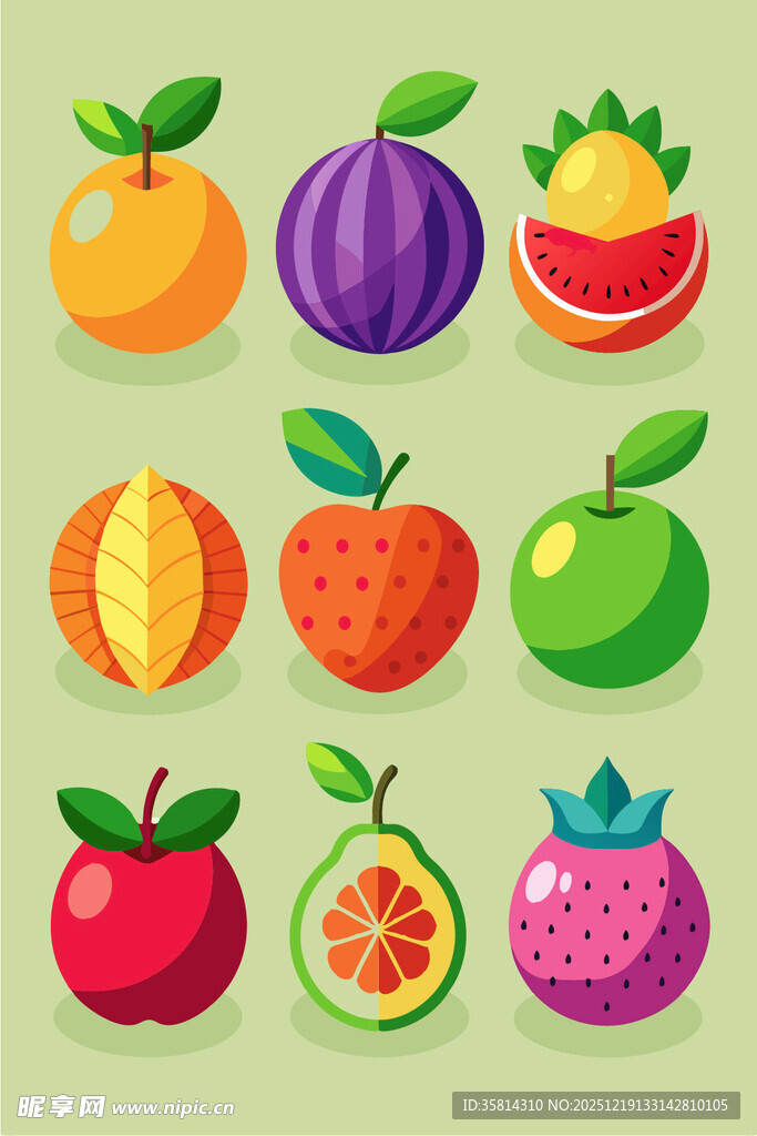 多彩水果图标集合