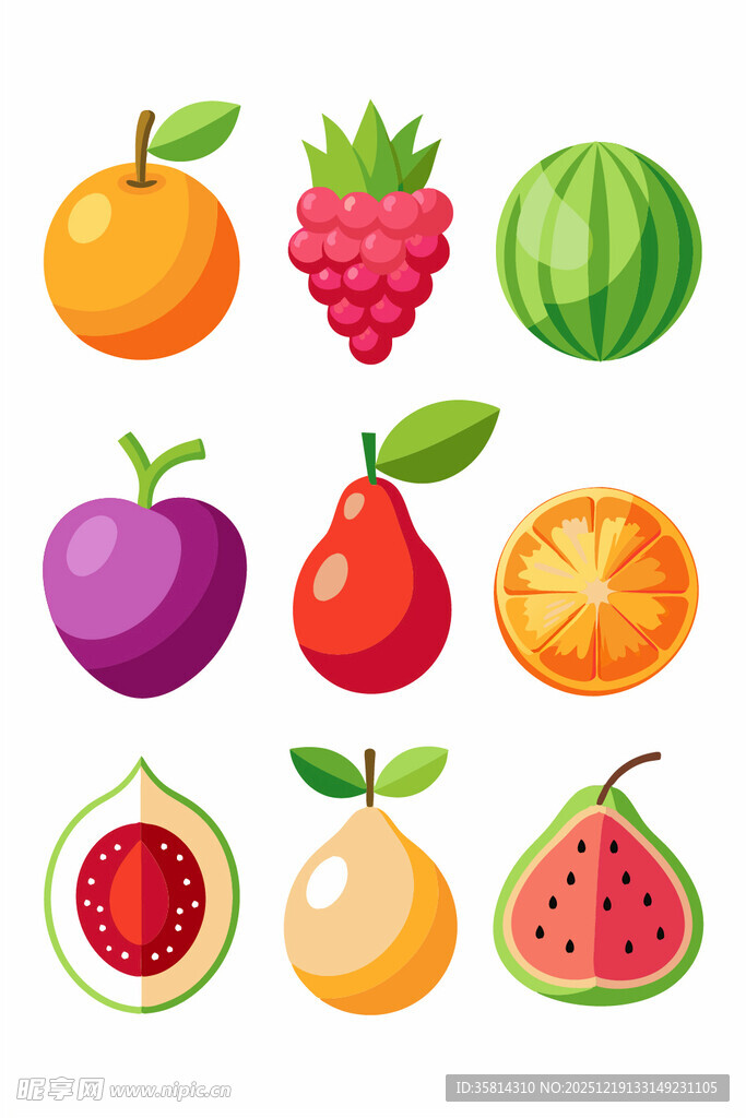 多彩新鲜水果集合展示