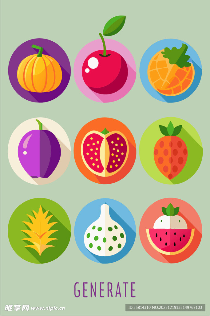 多彩水果图标集合