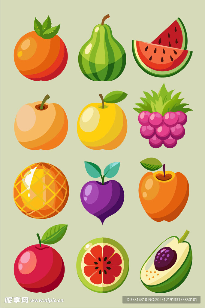 多彩新鲜水果集合