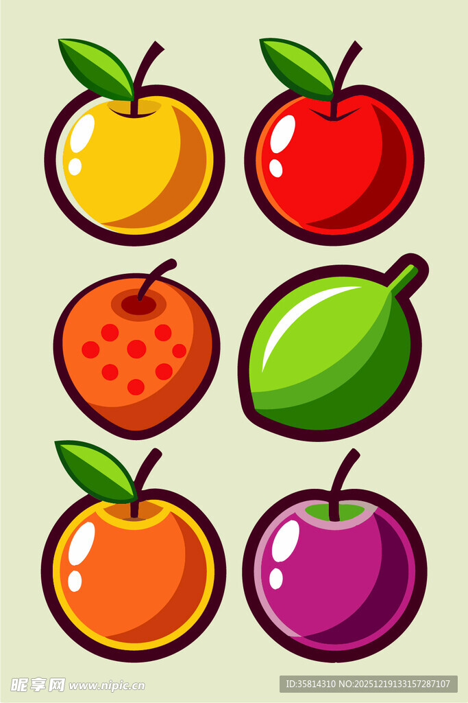 多彩卡通水果集合