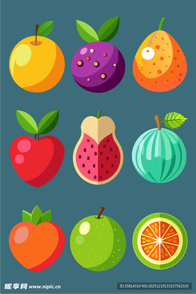 多彩新鲜水果集合展示