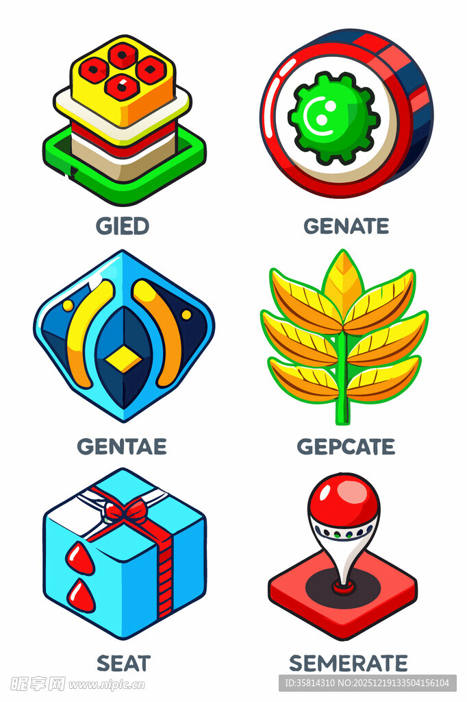 多彩立体图标集合