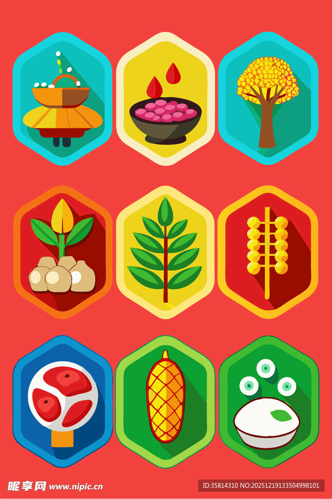 多样东南亚美食图标集