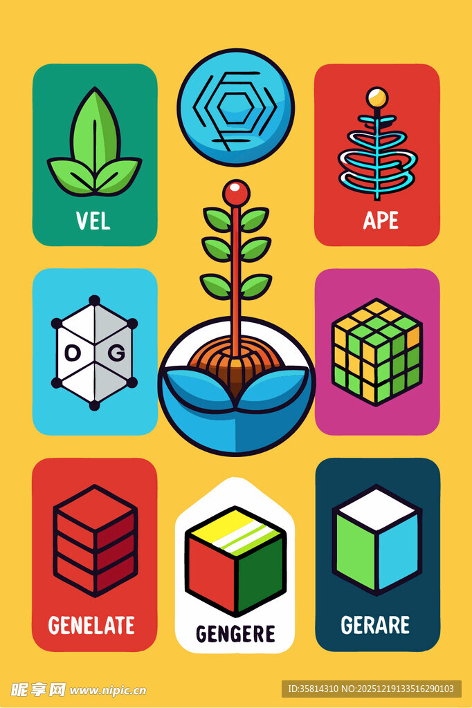 多彩科技元素与创意图标