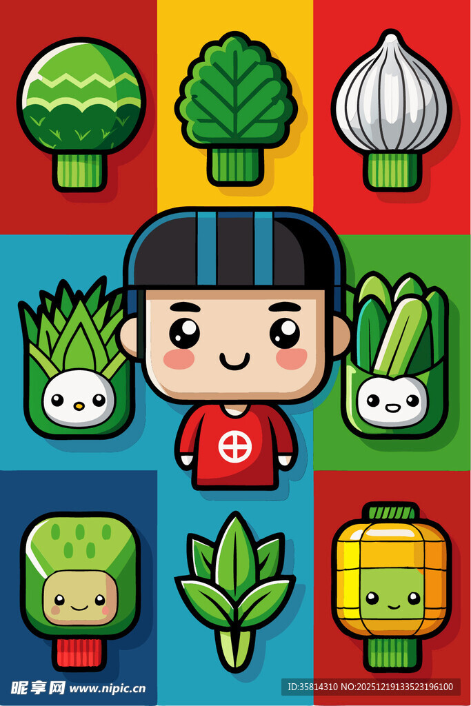 卡通蔬菜与可爱角色