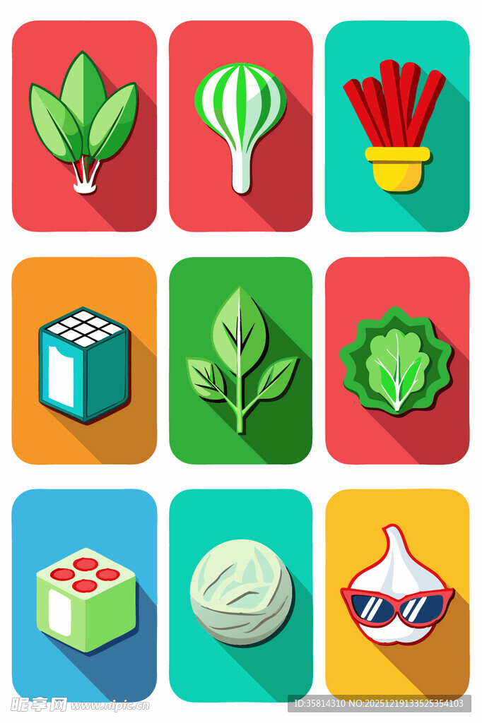 多彩卡通图标集合