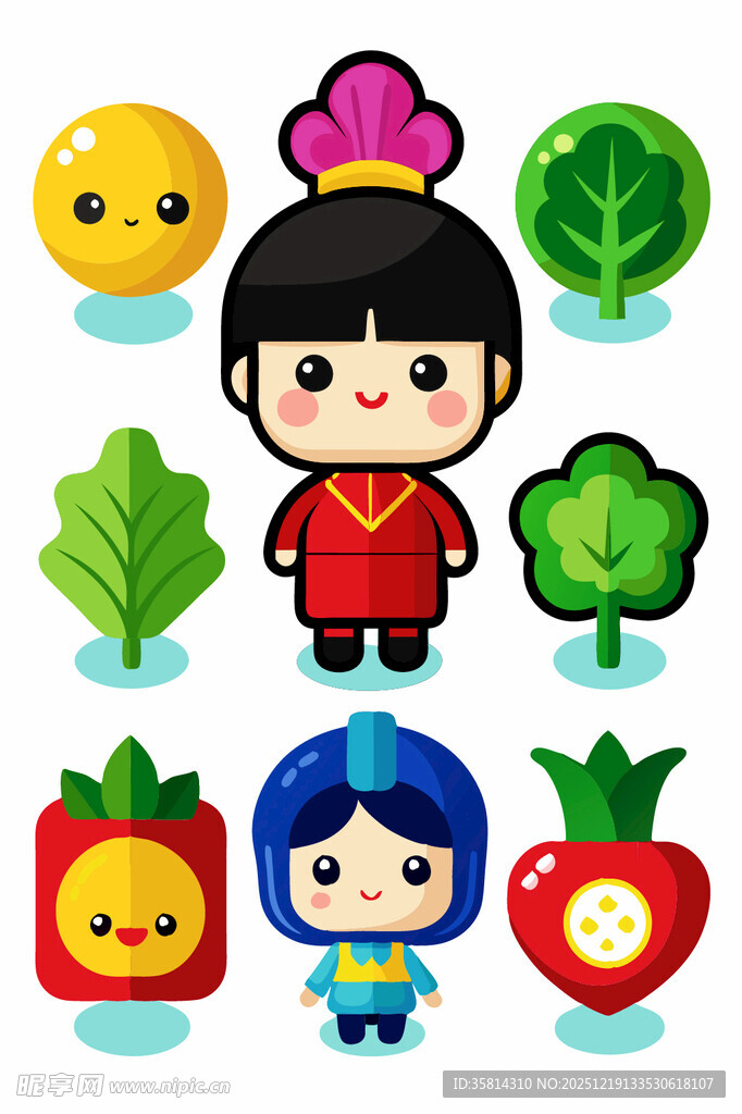 卡通人物与蔬菜水果形象