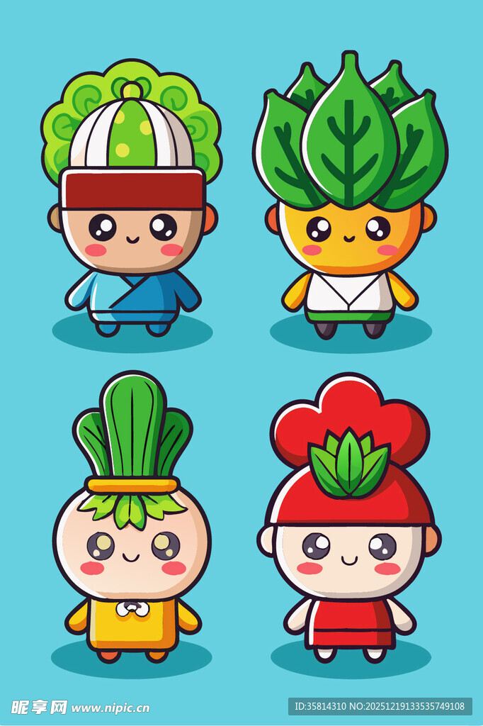 可爱蔬菜厨师卡通形象