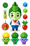 可爱蔬菜卡通角色集合