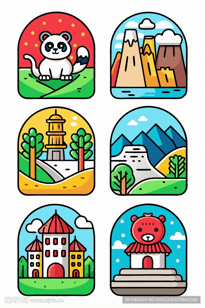 各地特色景观图标集合