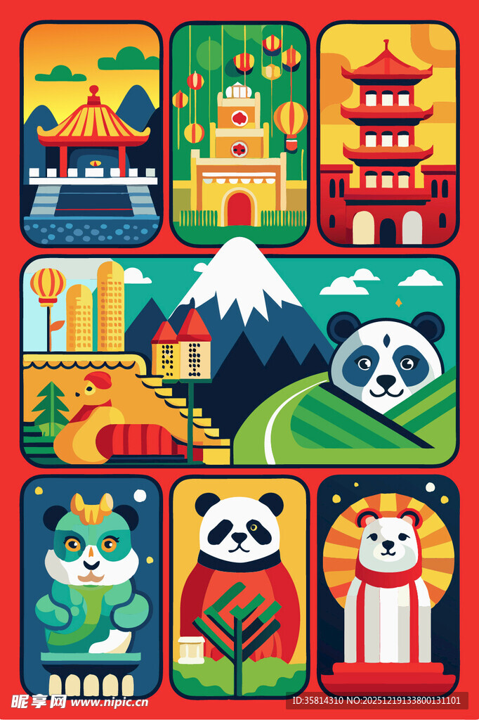 亚洲风情元素插画