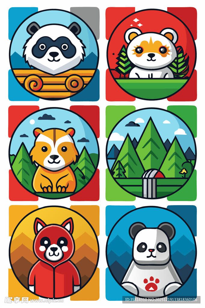 可爱动物卡通图案集合