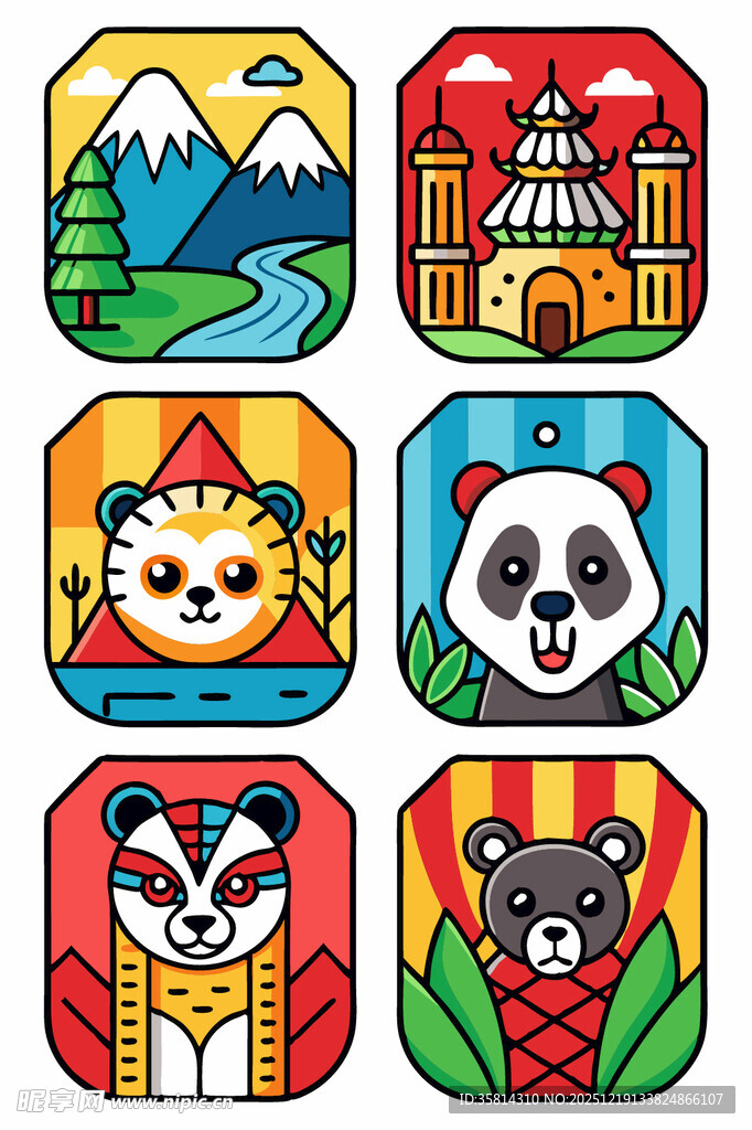 各国特色动物与景观图标