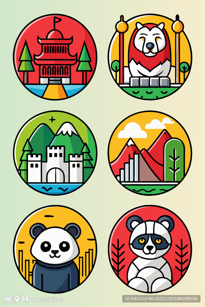 各国特色动物与建筑图标