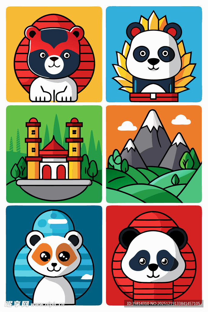 动物与地标图案集合