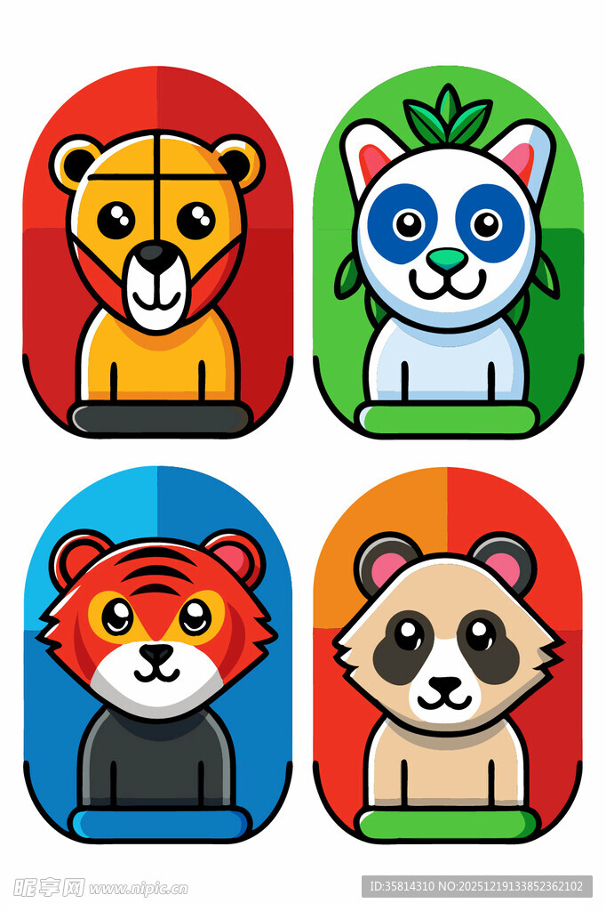 可爱动物卡通图标