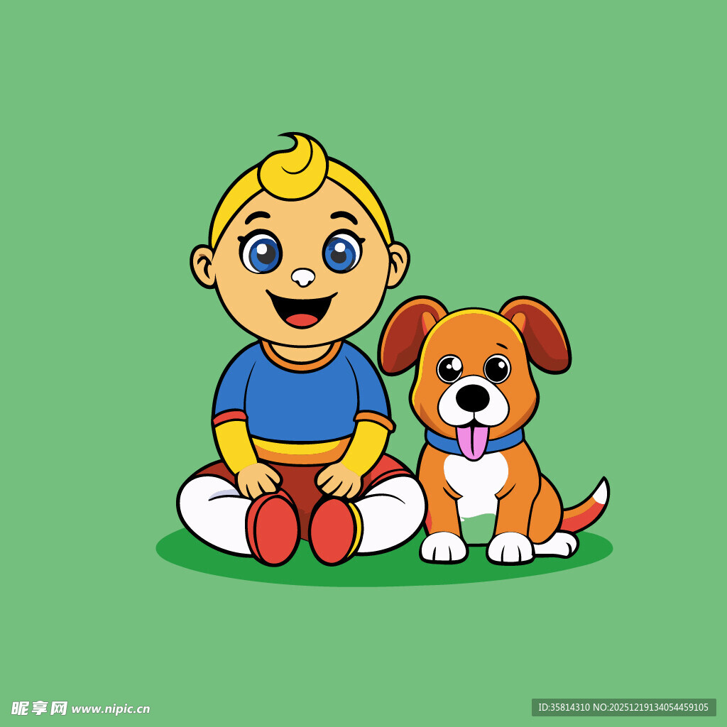 小男孩与小狗的温馨画面