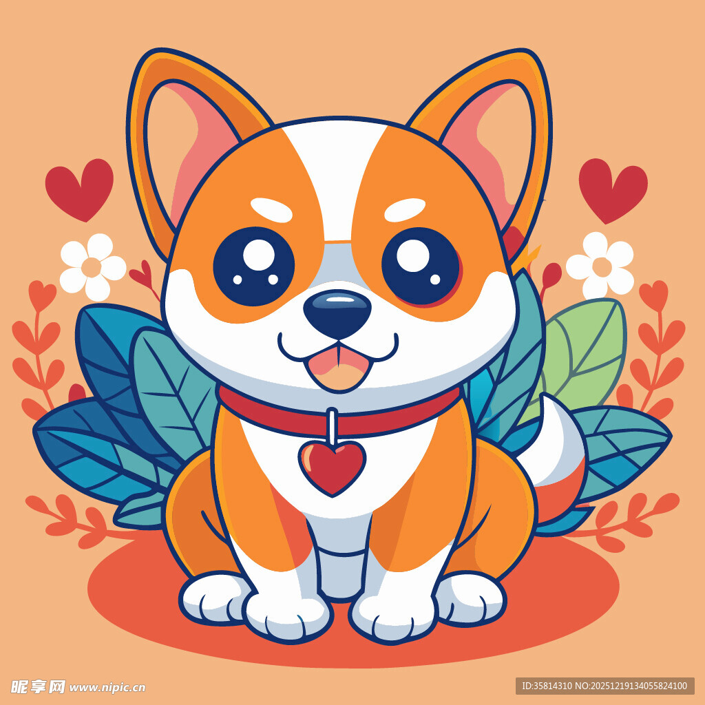 可爱柯基犬插画