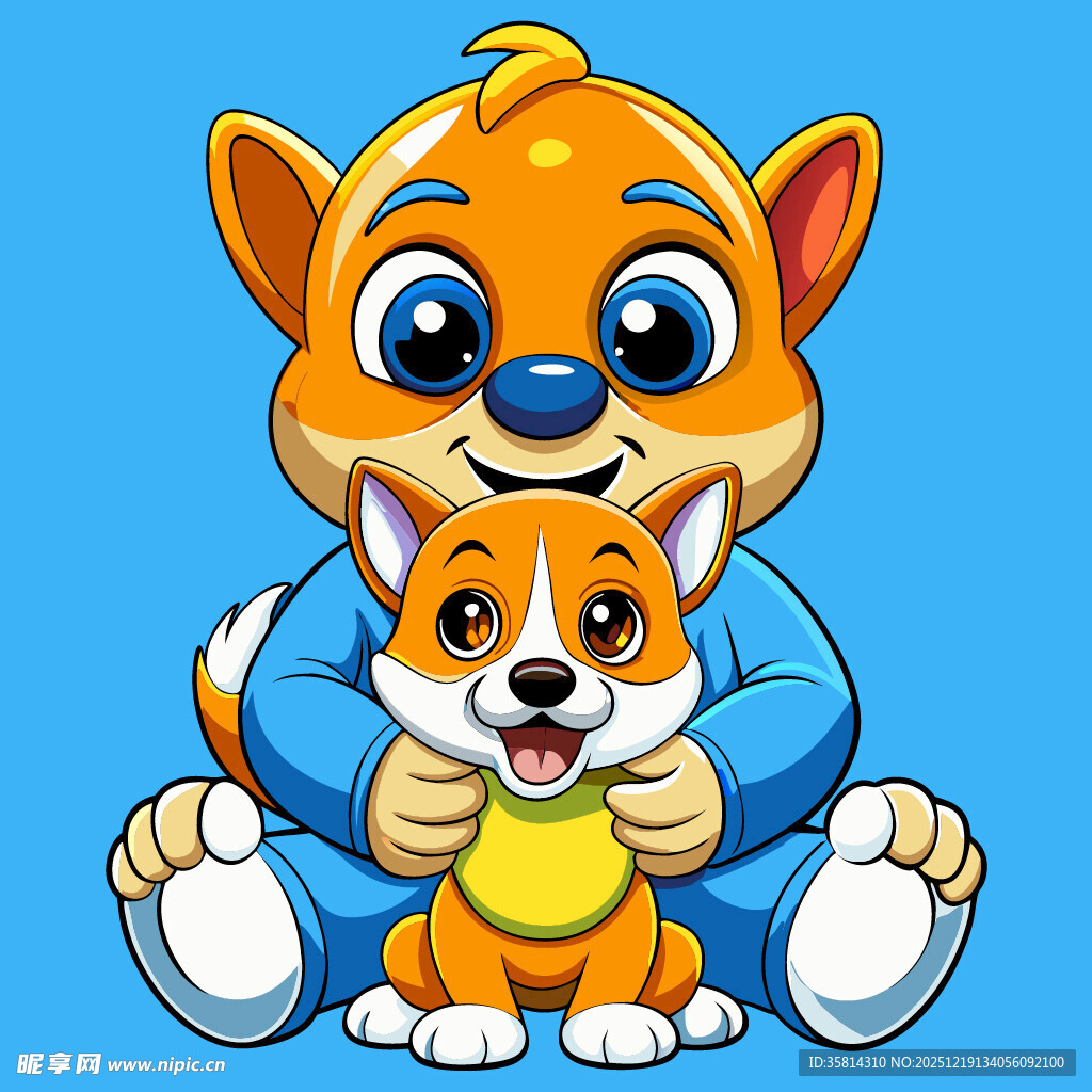 大狗狗与小狗狗温馨画面