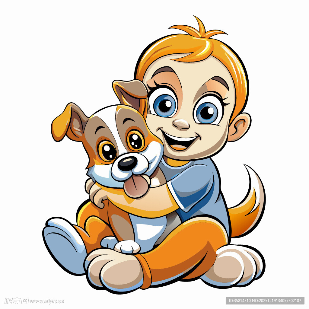 男孩与小狗的温馨时刻