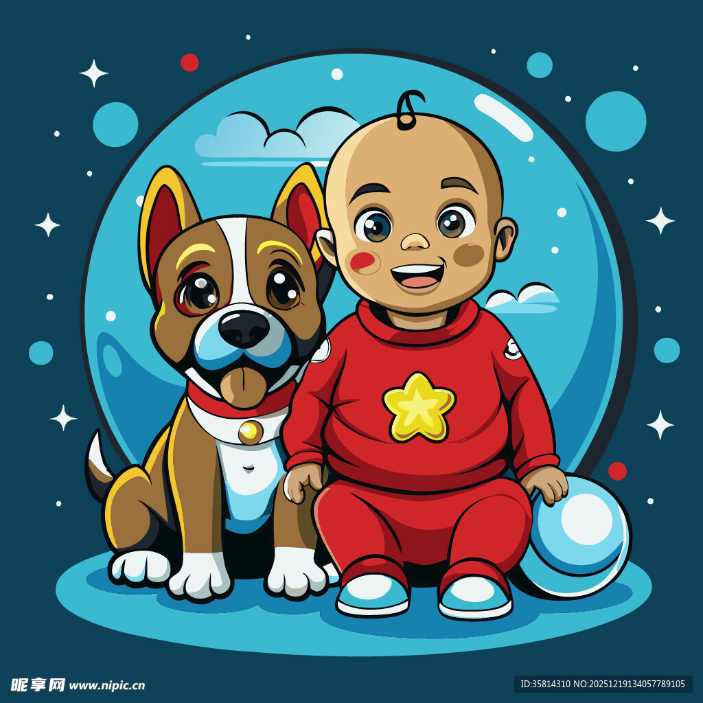 宝宝与萌犬的温馨瞬间