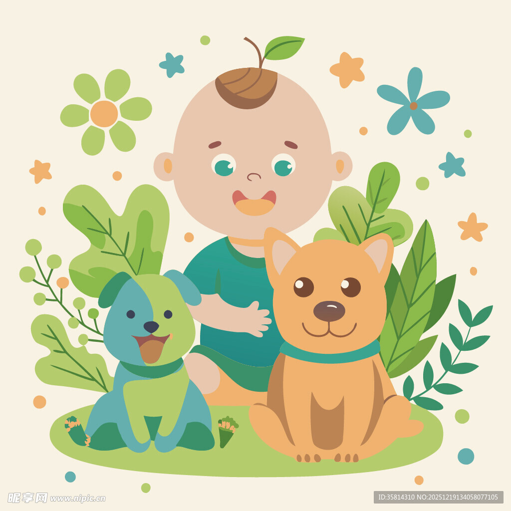 宝宝与萌犬的温馨时光