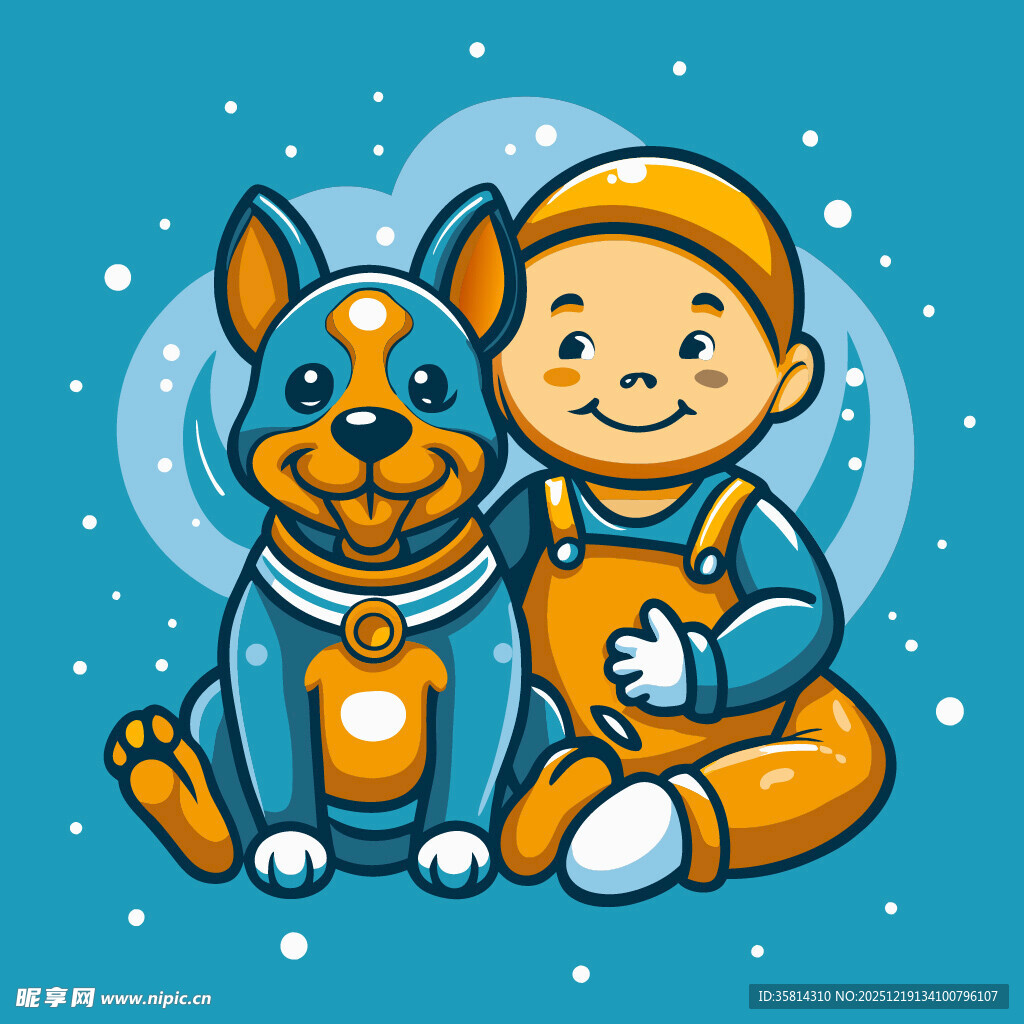 男孩与狗狗的温馨时刻