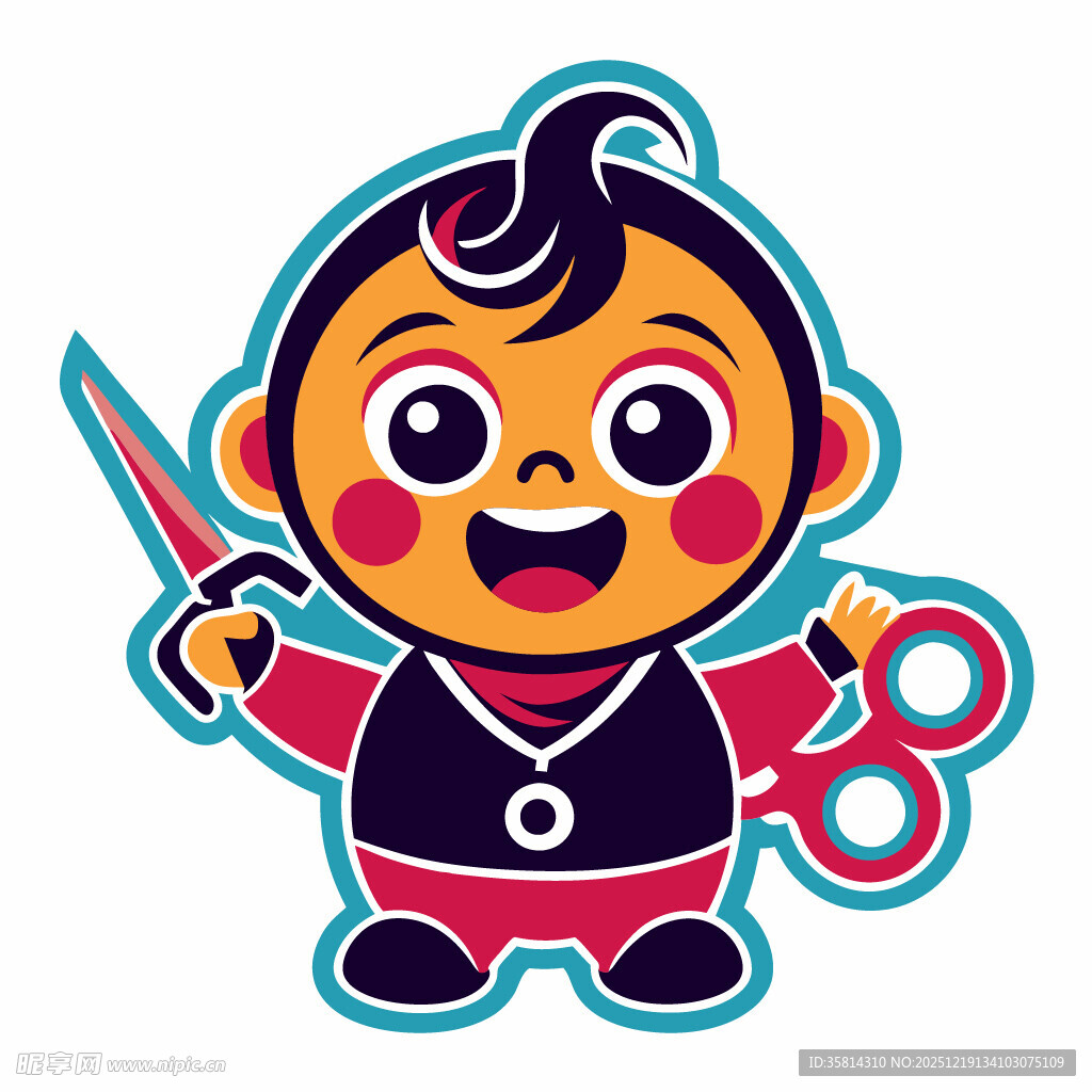 可爱卡通小理发师