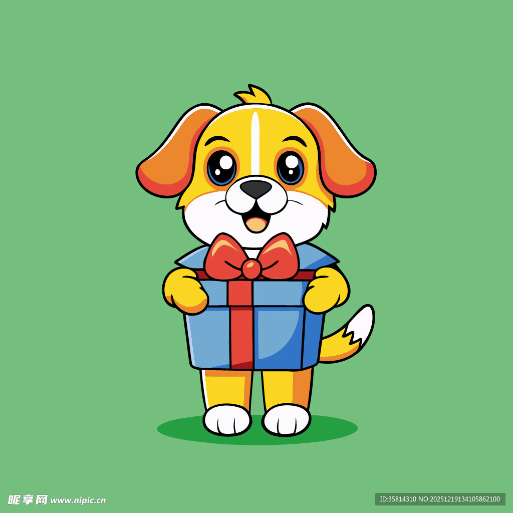 小狗捧礼盒
