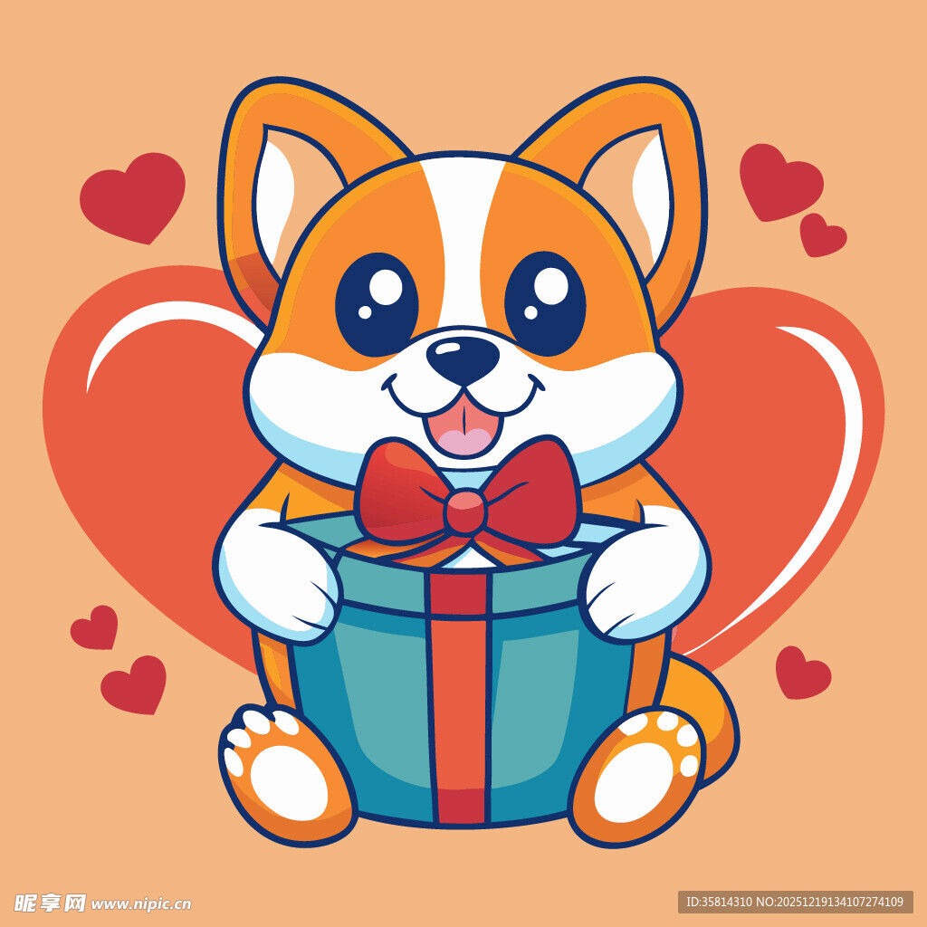 可爱柯基抱礼盒