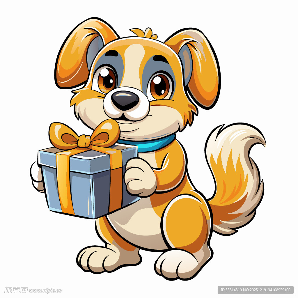 小狗捧礼盒