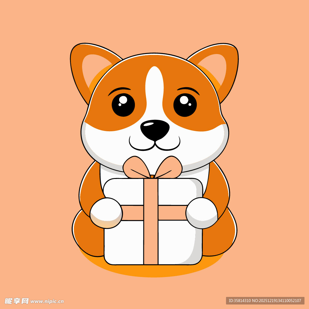 抱礼物的可爱柯基犬