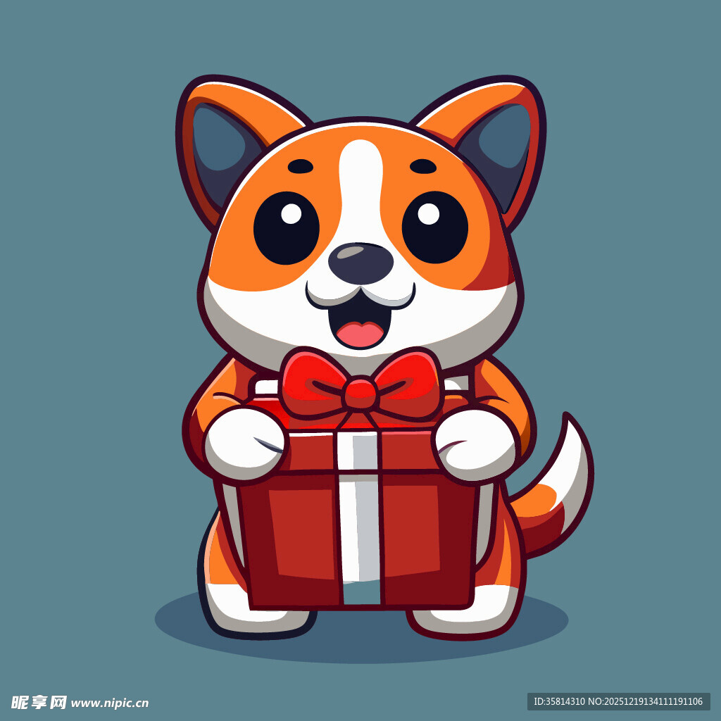 送礼物的可爱柯基犬