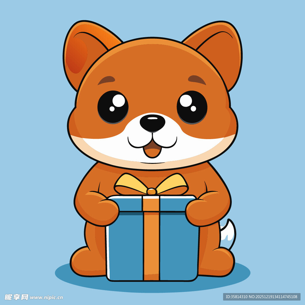 可爱小狗抱礼物