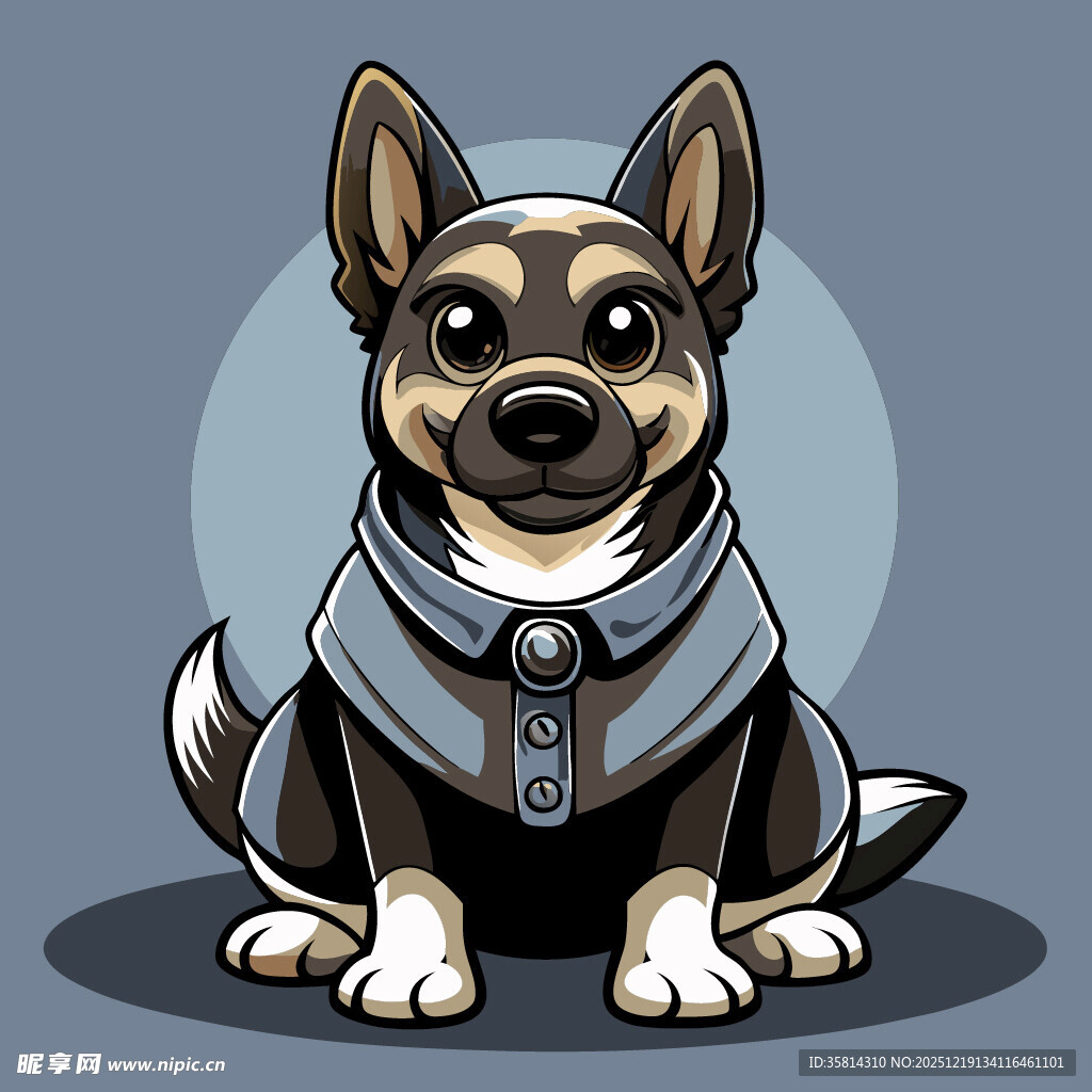 可爱机械风小狗插画