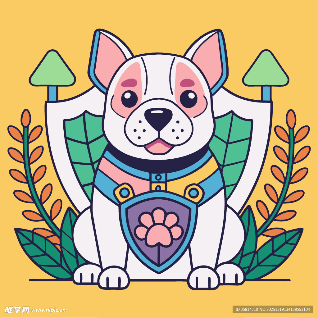 可爱法斗插画萌态十足