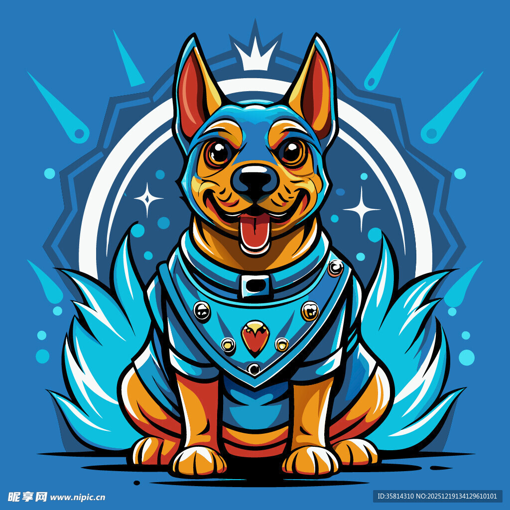 酷炫狗狗插画王者风范