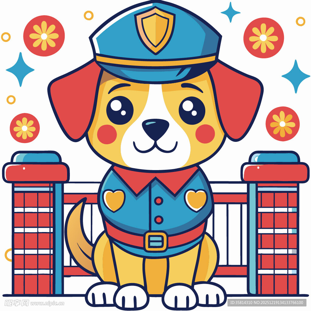 可爱警犬形象插画