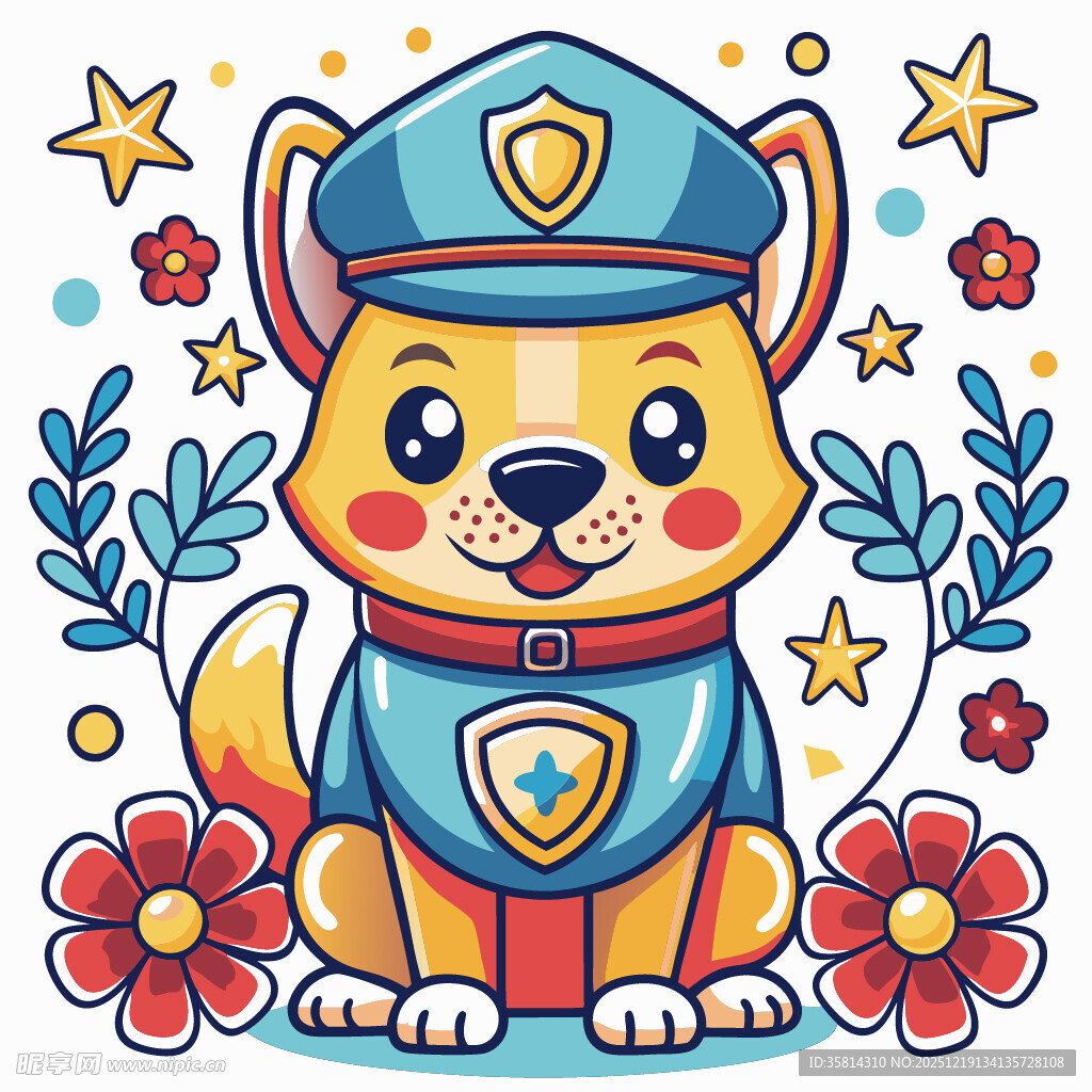 可爱警犬插画