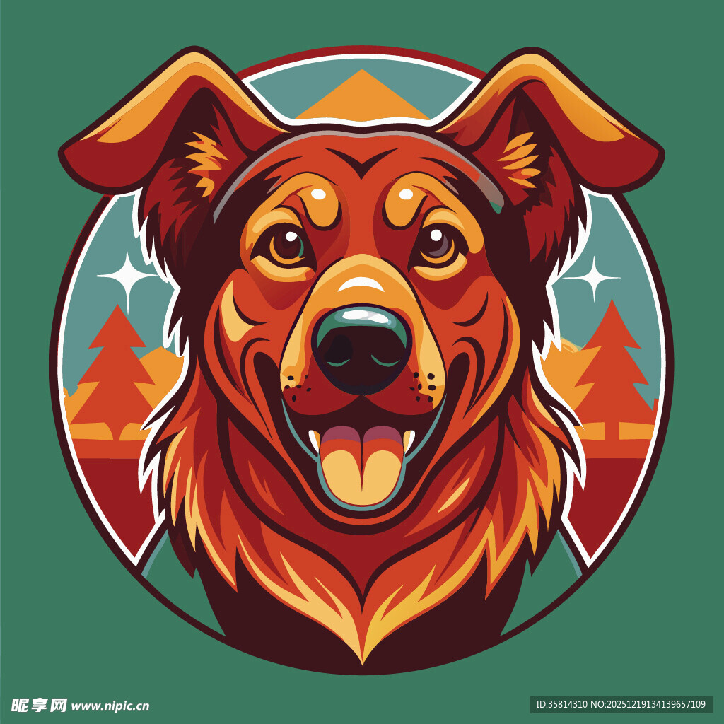 可爱的微笑狗狗插画