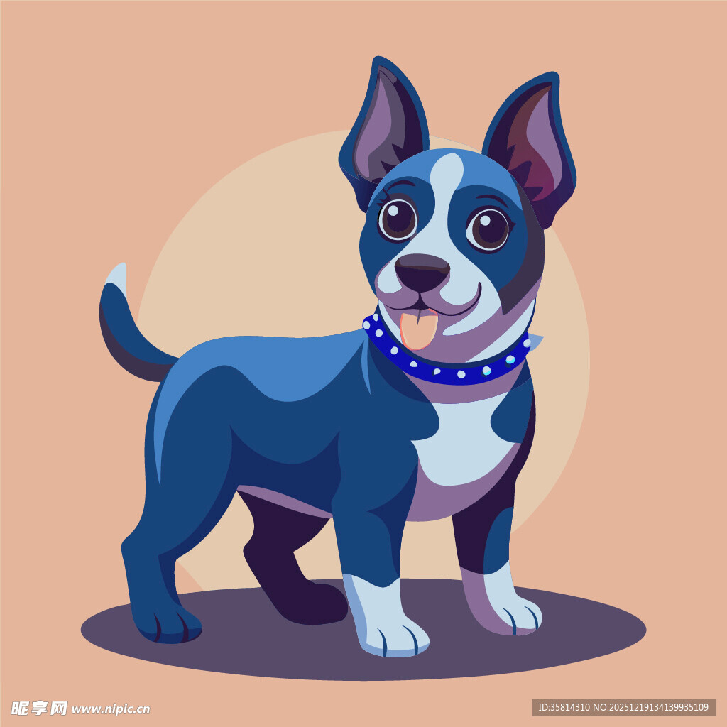 可爱蓝白小狗插画