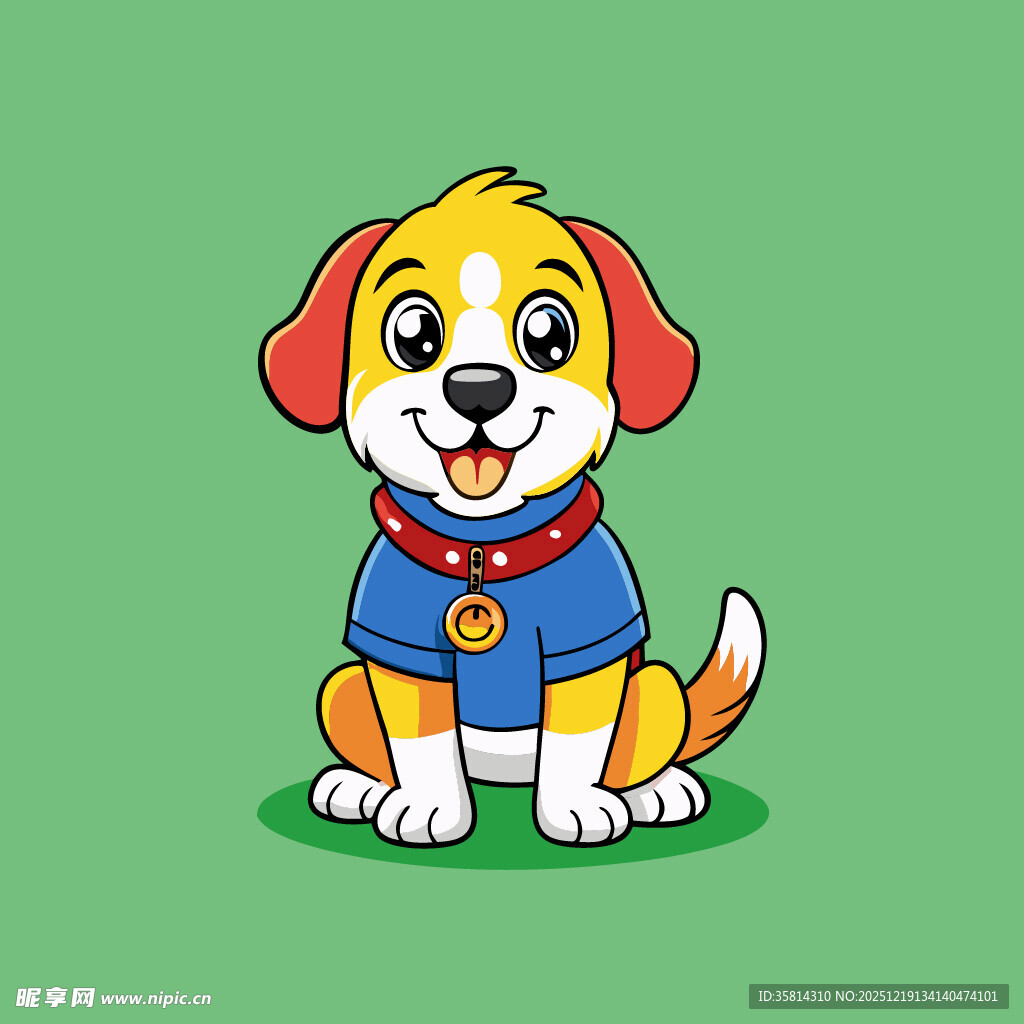 可爱小狗穿着蓝色衣服