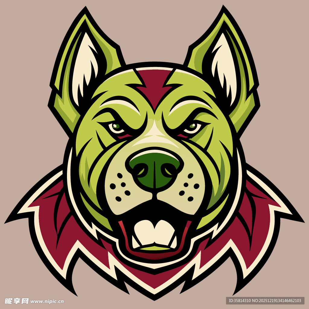 绿色恶犬卡通形象