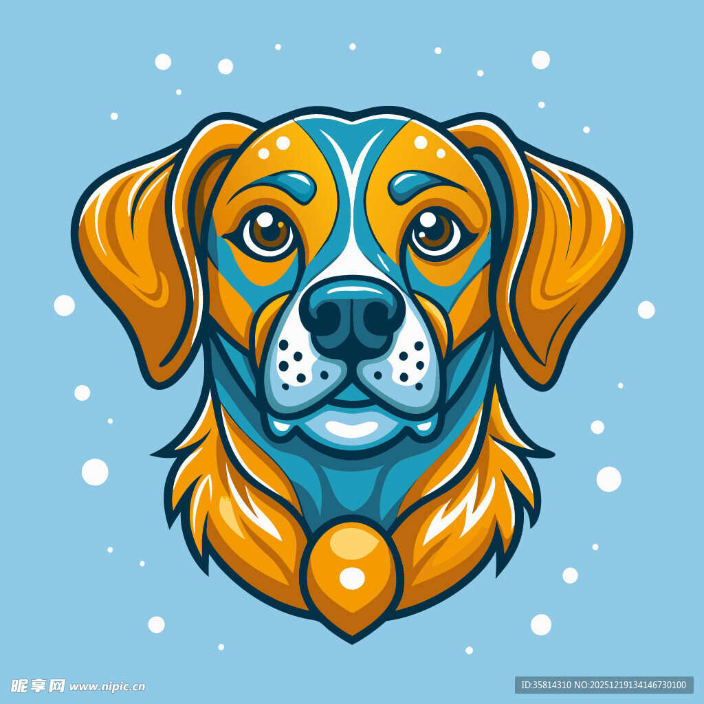 卡通风格的可爱金毛犬头像