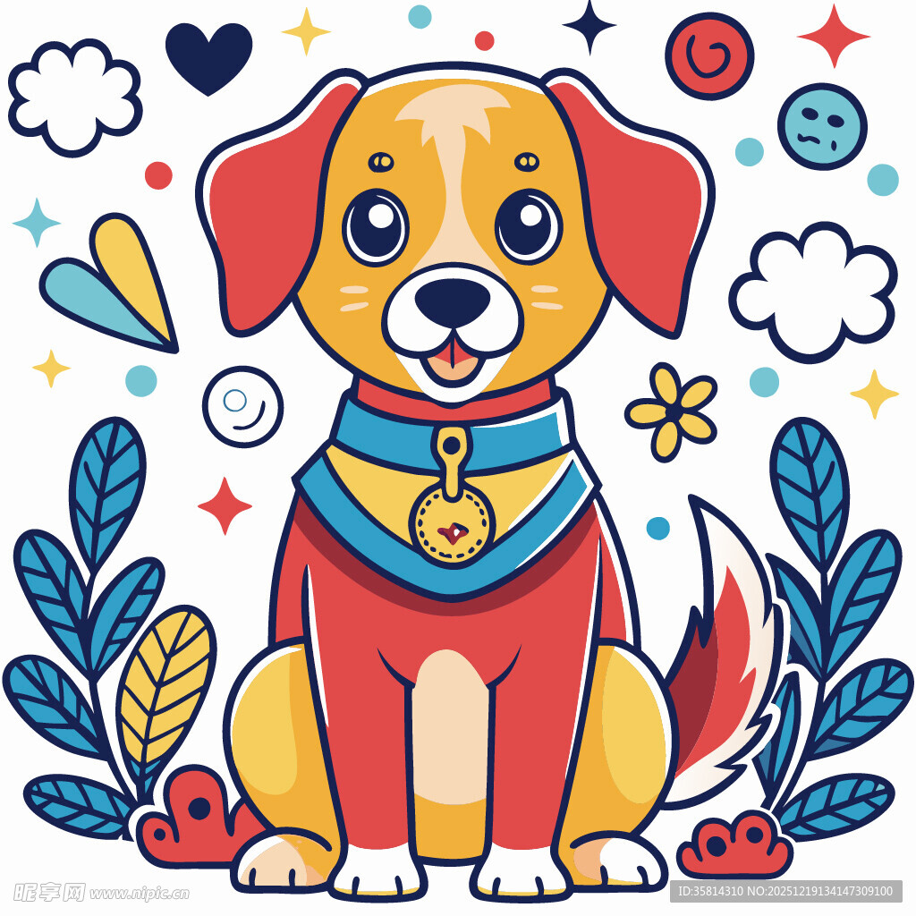 可爱小狗卡通插画