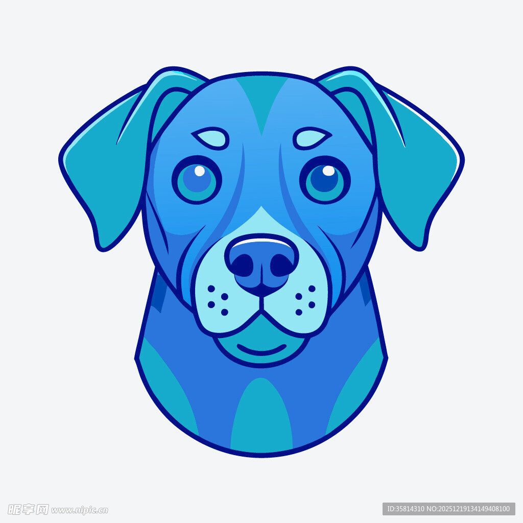 蓝色卡通狗头形象