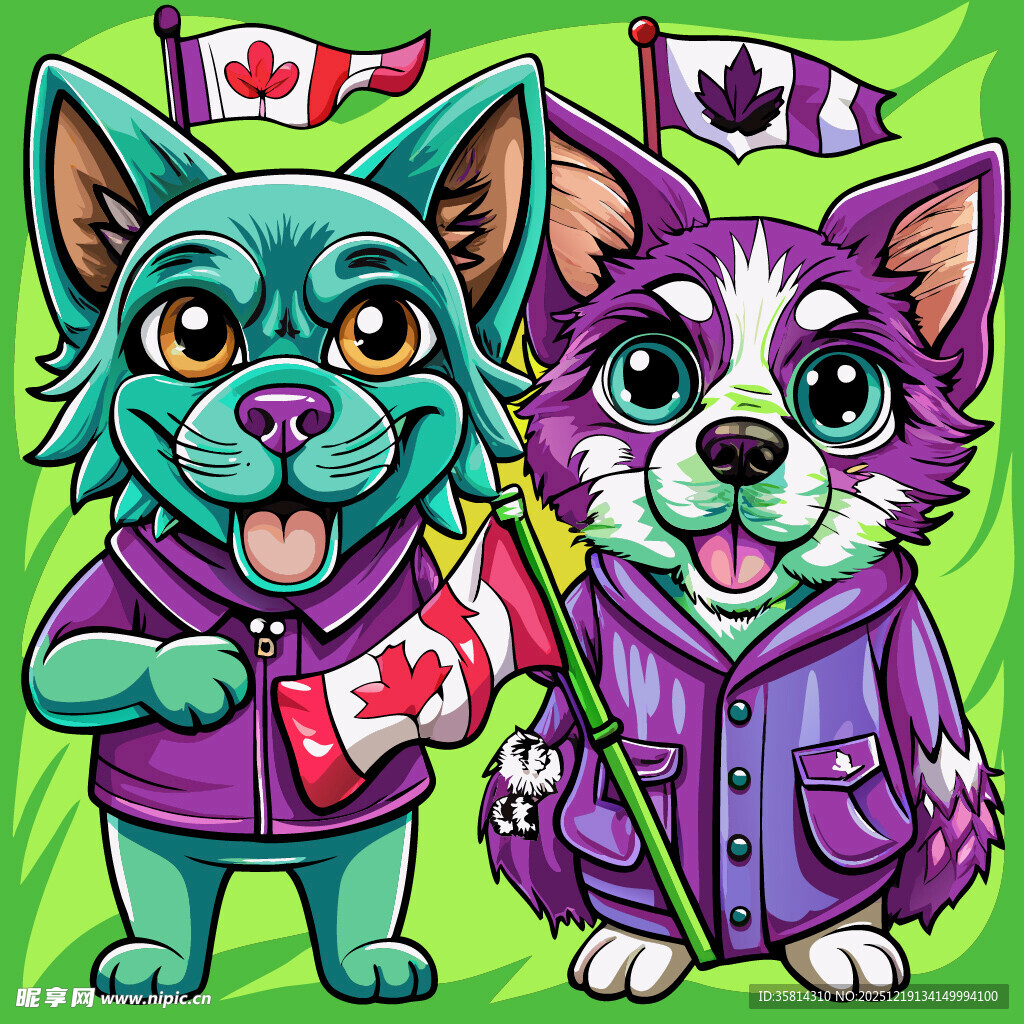 加拿大风萌宠狗狗形象