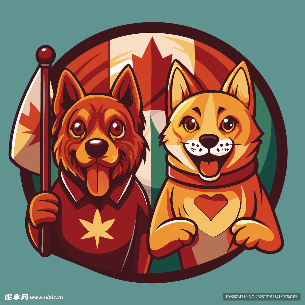 两只萌犬护卫形象